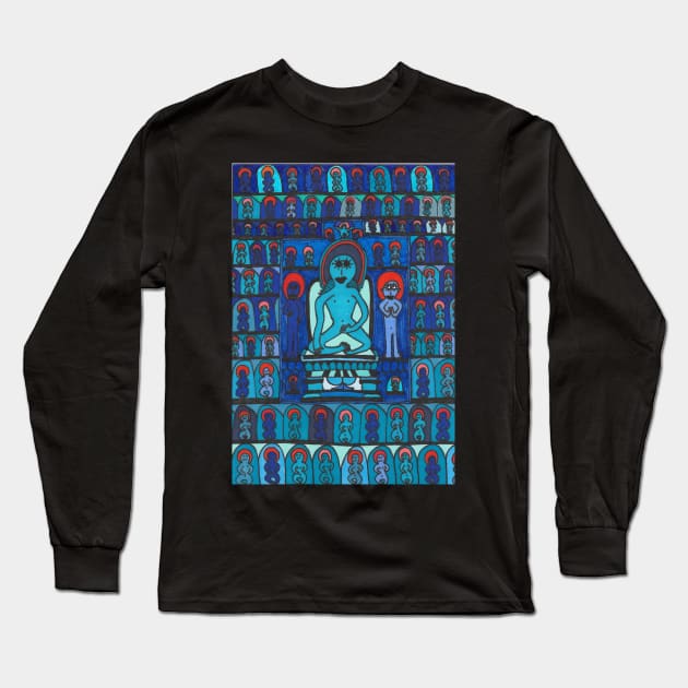 A Blue Buddhist Piece Long Sleeve T-Shirt by JaySnellingArt